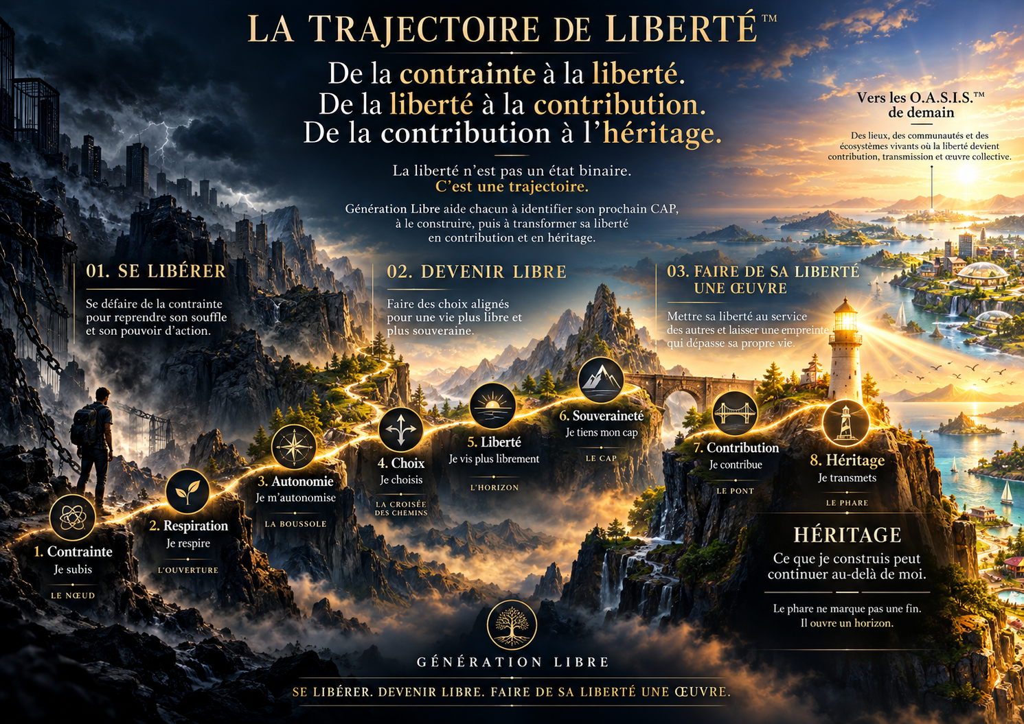 La Trajectoire de Liberté™ : huit étapes de la contrainte à l'héritage, vers les O.A.S.I.S.™ de demain