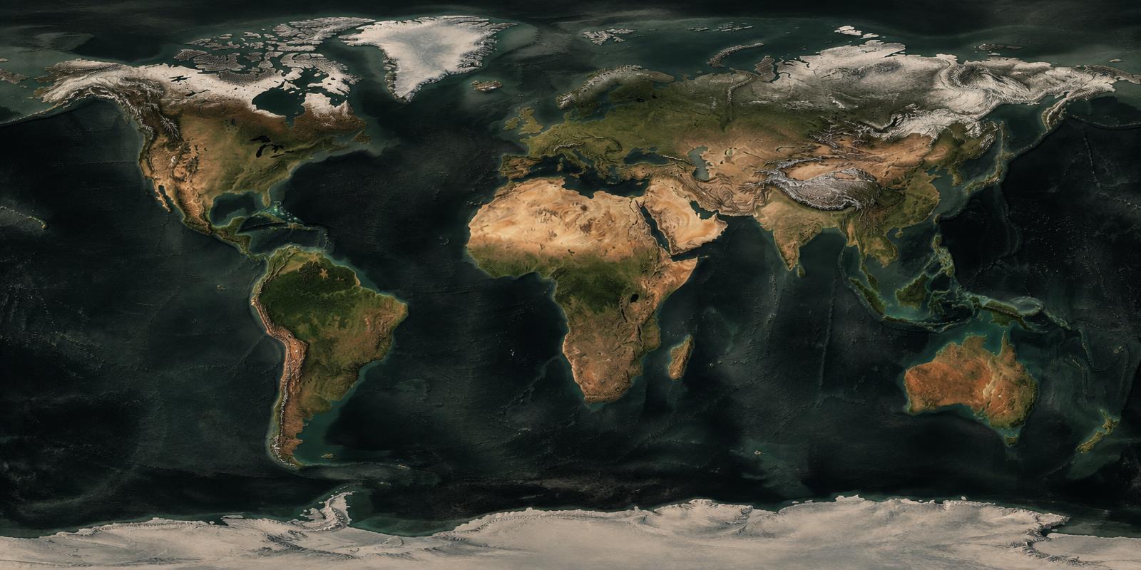 Relief du monde, carte illustrative