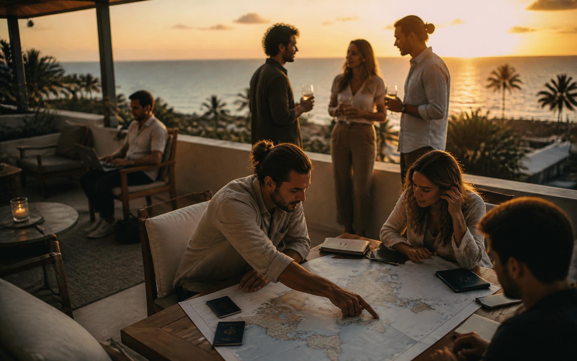 Entrepreneurs libres — rooftop, coucher de soleil